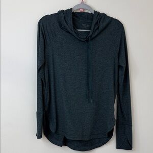 Dark Teal Hooded Long Sleeve Top